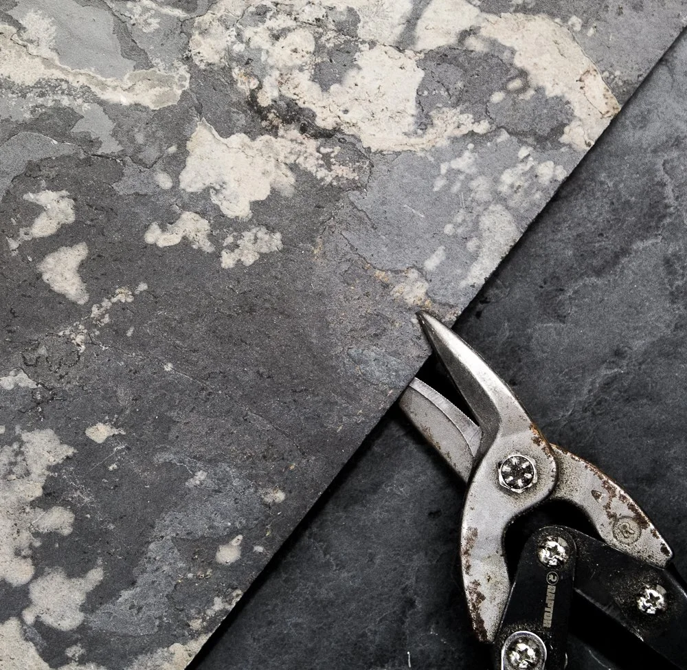 Close detail of a flexible natural stone surface