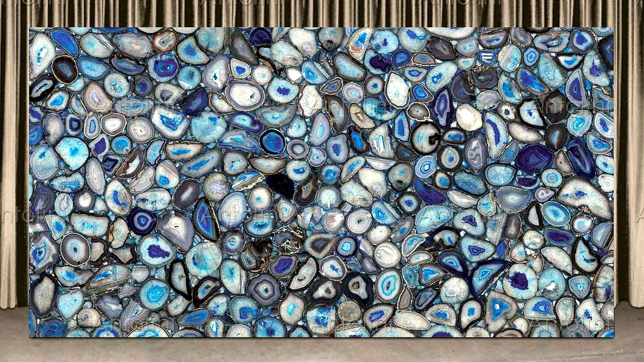 Blue Agate polished natural stone surface